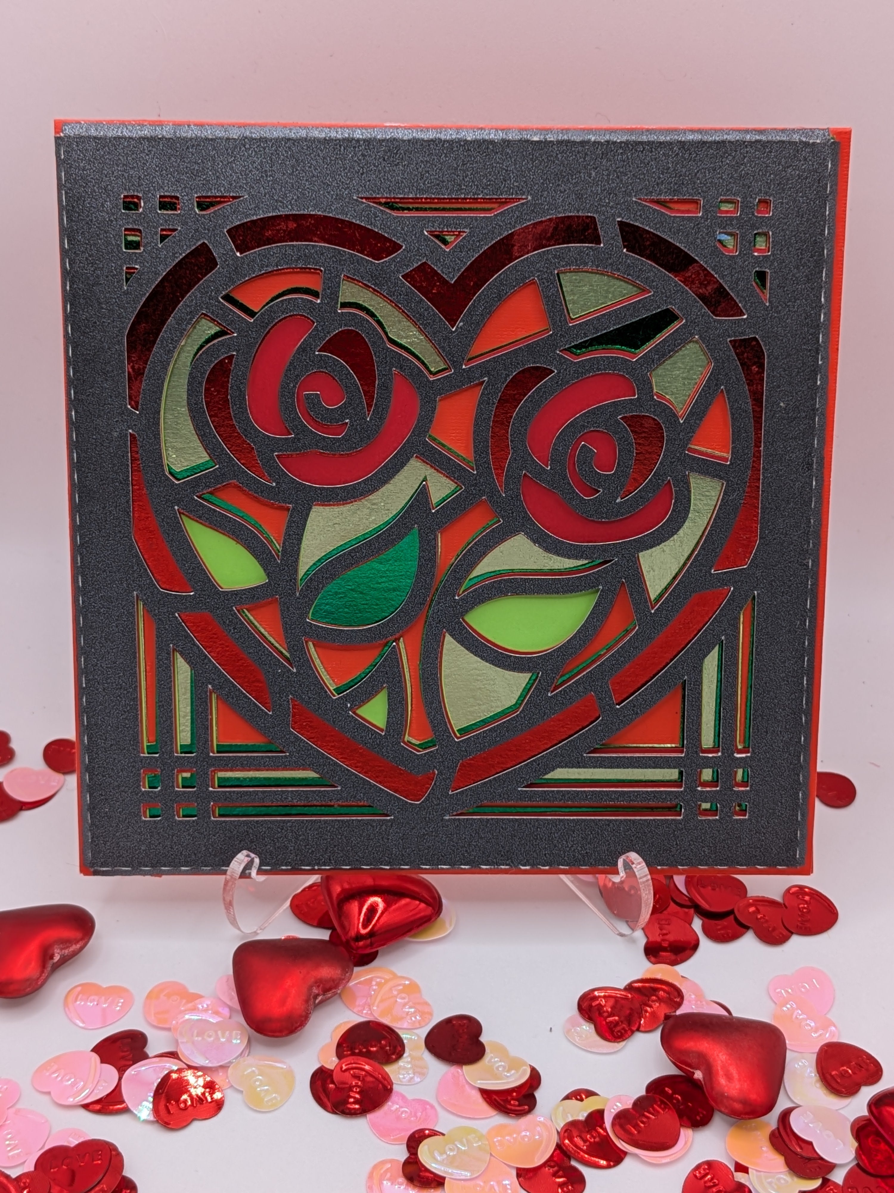 Valentine card inspired by stained glass design