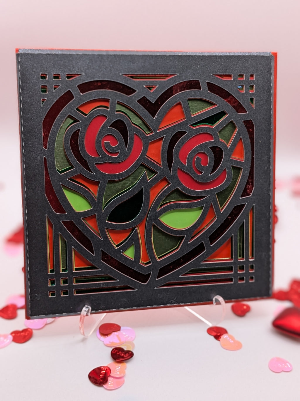 Valentine card with stained glass design