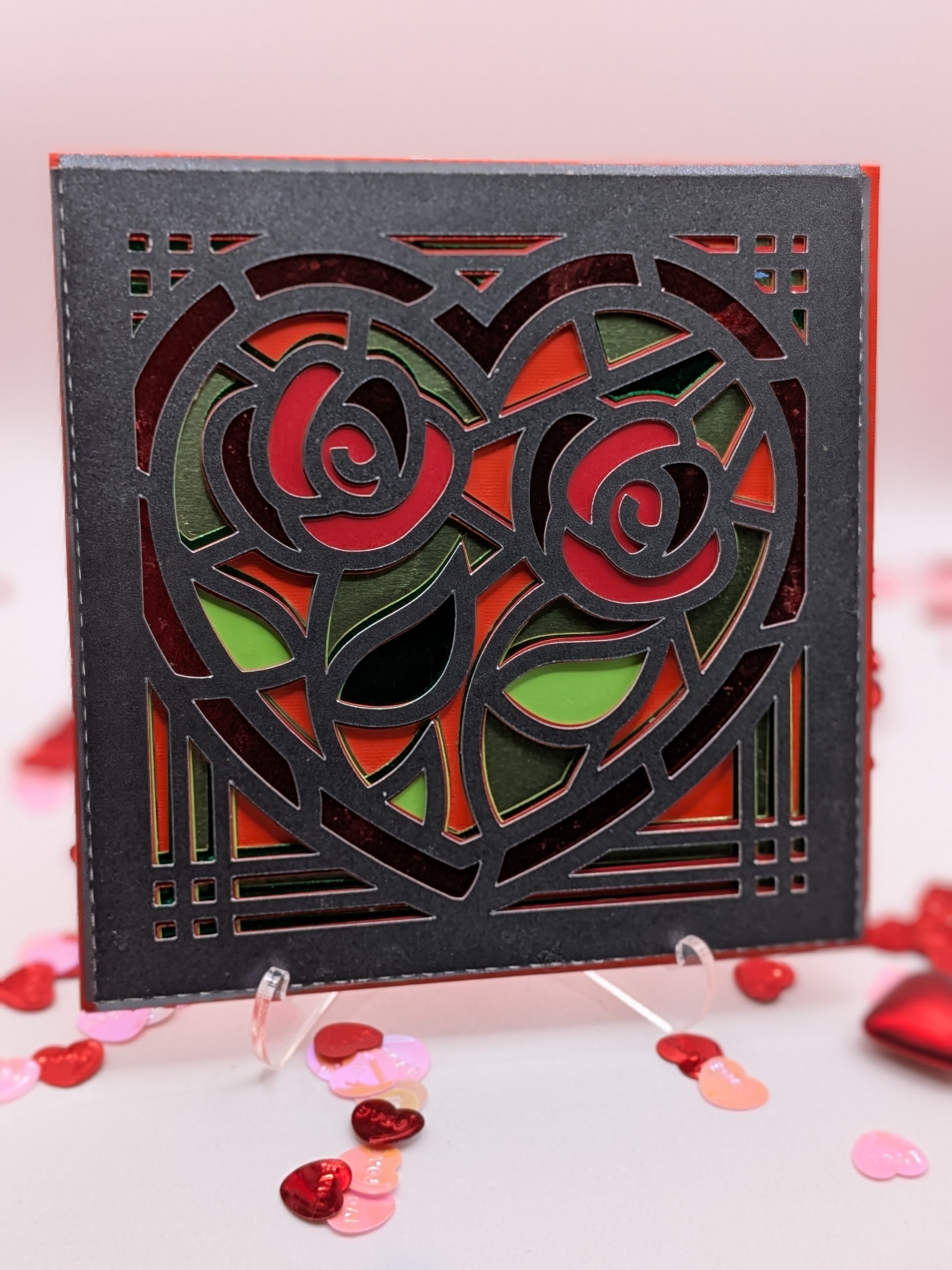 Valentine card with stained glass design