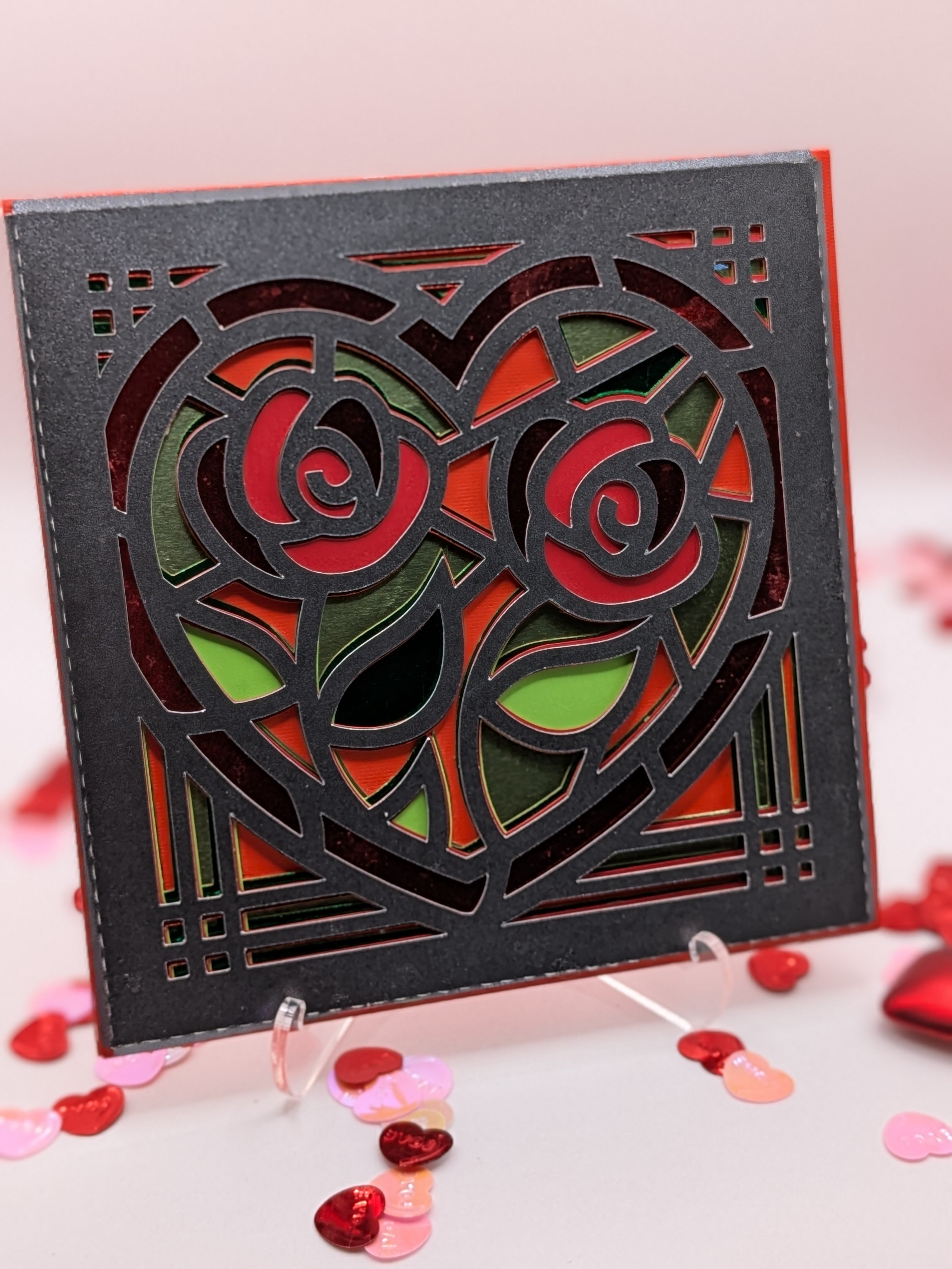 Valentine card with stained glass motif
