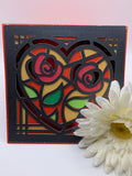 Valentine's Day Card- Stained Glass -orange/red