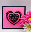 Valentine's Day Card - pink leapord print hearts