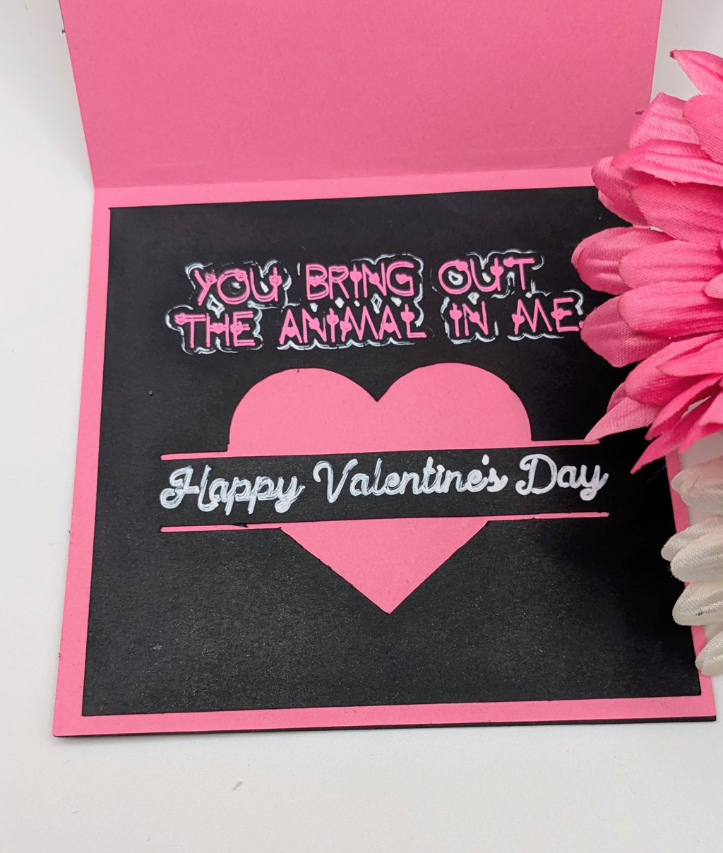 Valentine's Day Card - pink leapord print hearts