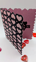 Valentine's Day Card - Cutout Card with pink and silver hearts