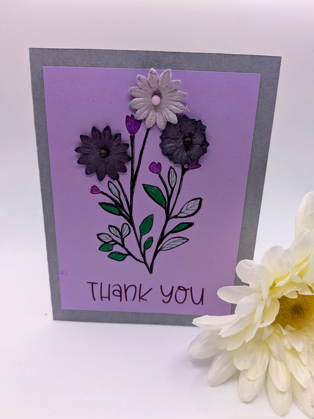 Thank You Card purple and grey
