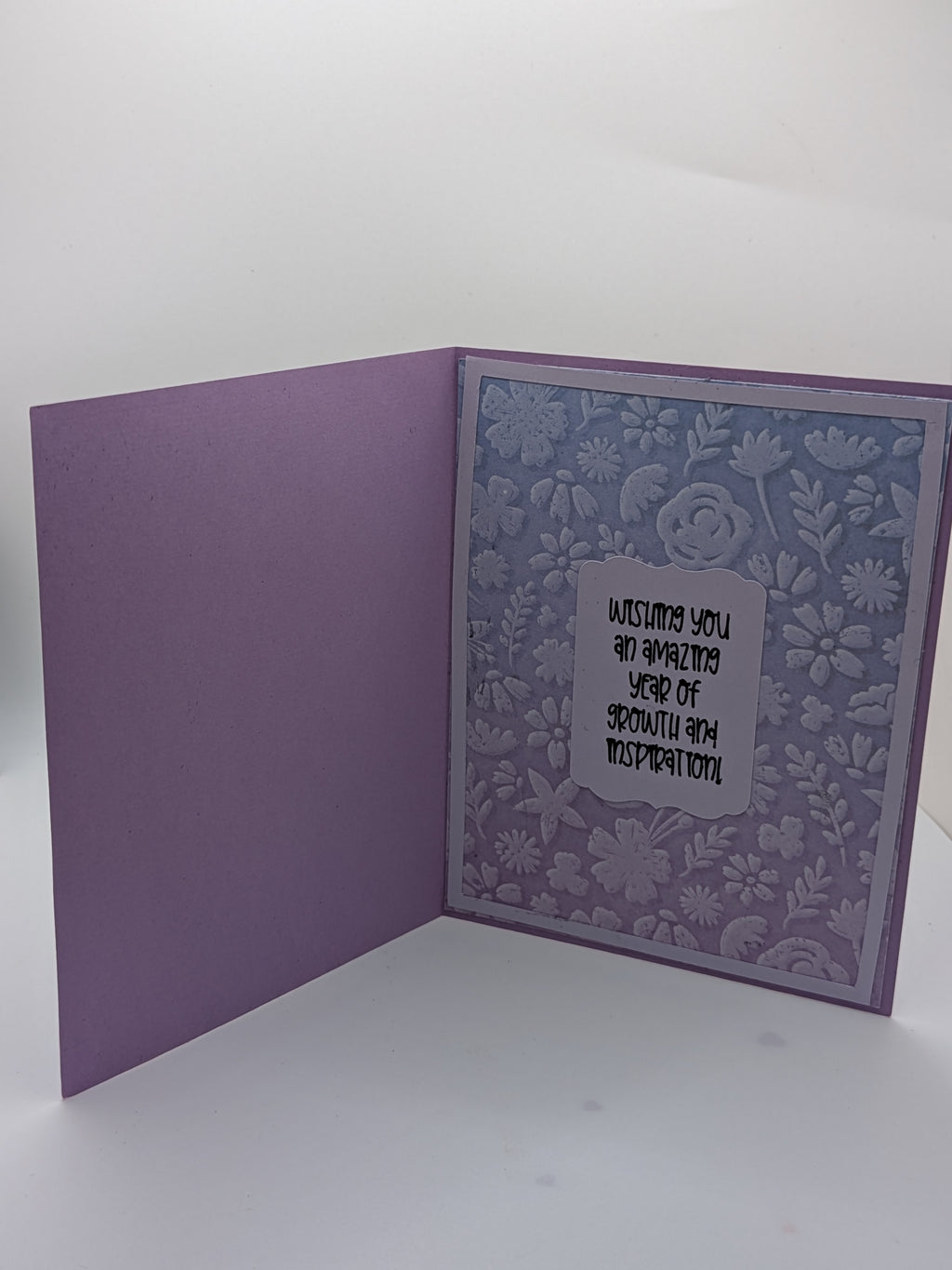 Birthday Card with embossing and dimensional layers - purple and blue tones