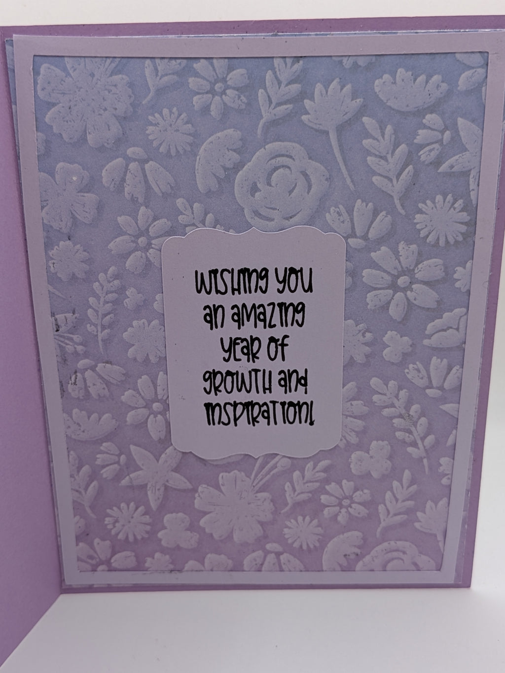 Birthday Card with embossing and dimensional layers - purple and blue tones