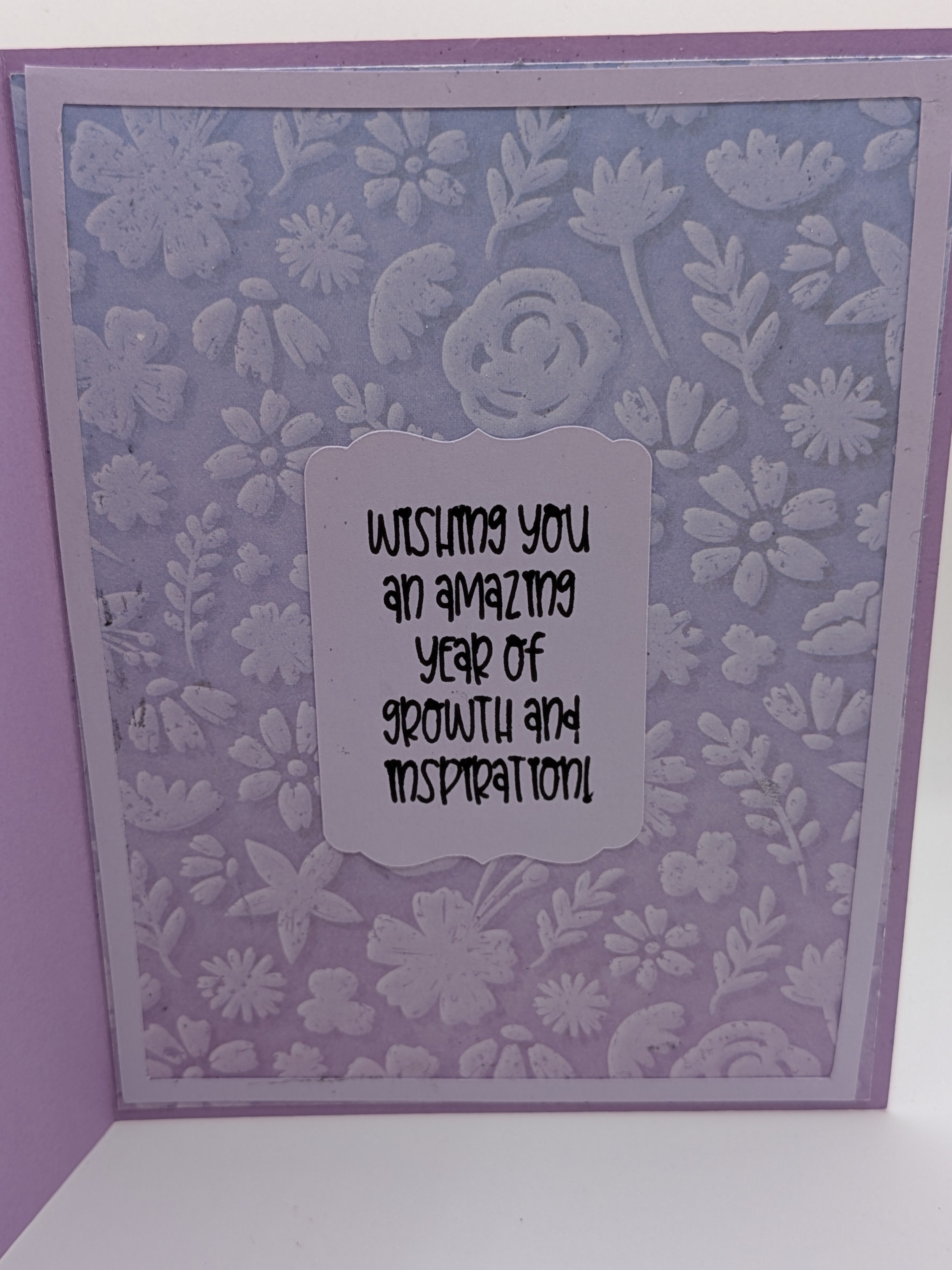Birthday Card with embossing and dimensional layers - purple and blue tones